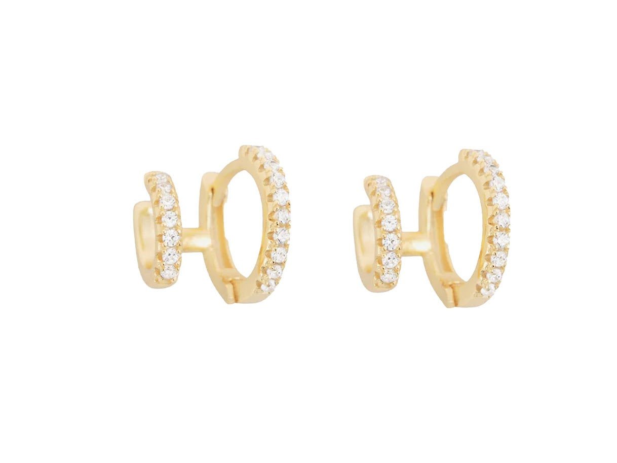 Double Ear Cuff Huggie with Pave CZs