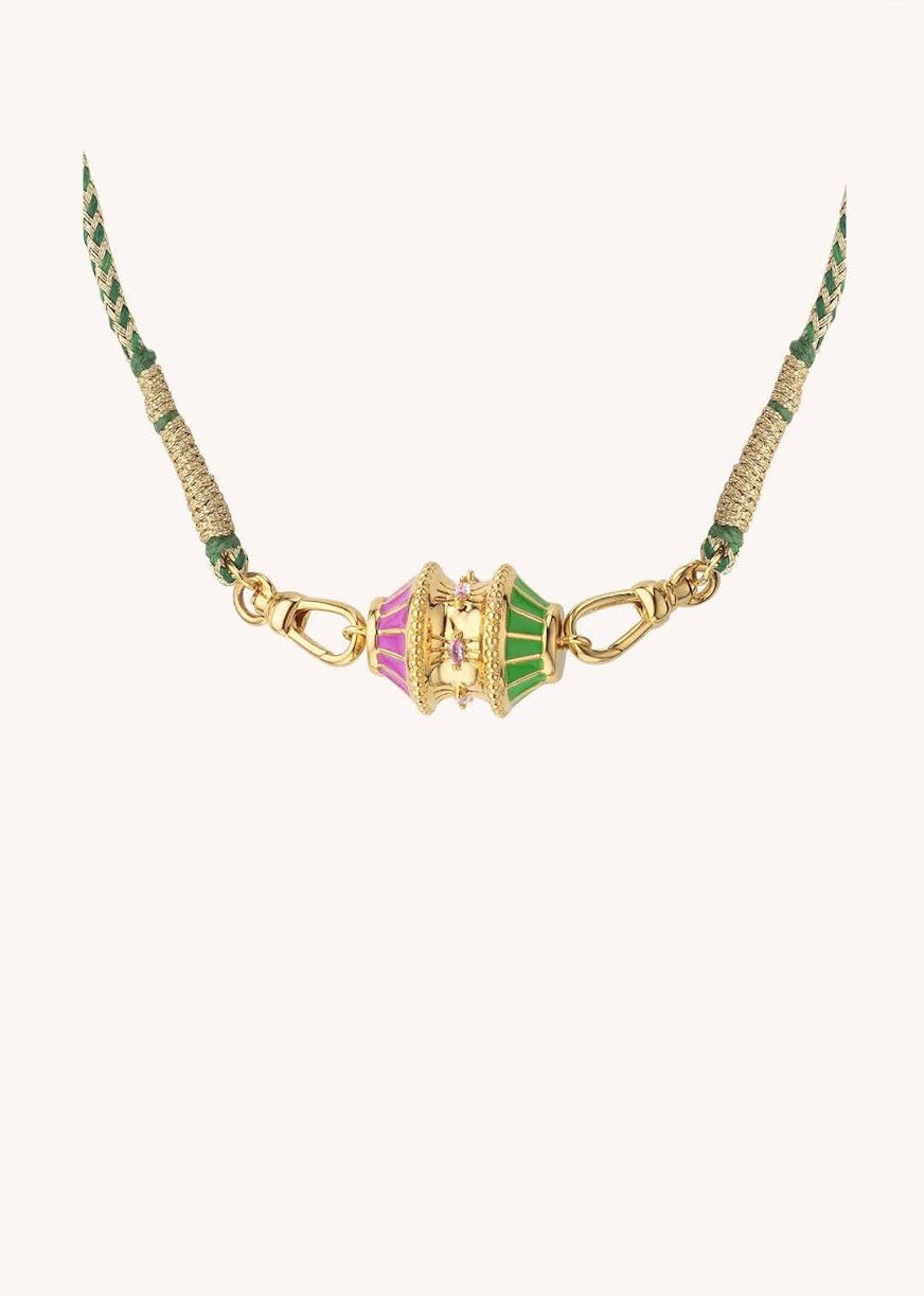 Pink and Green Big Talisman Necklace