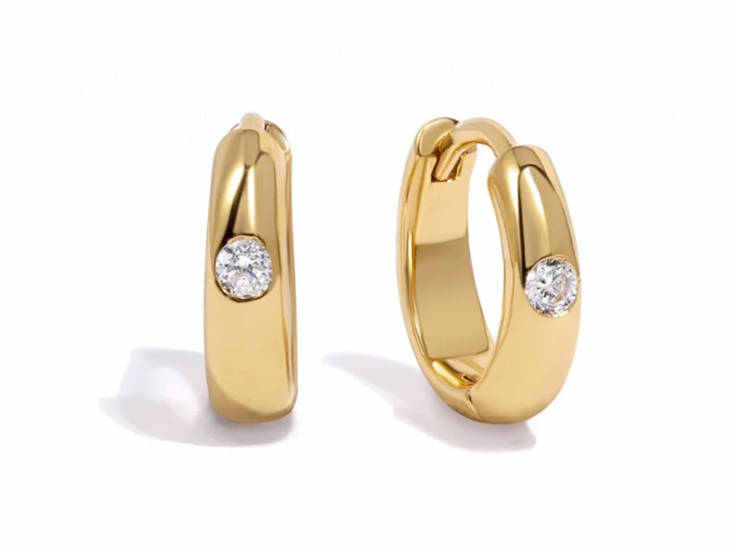 Gold Huggie Hoops with CZs