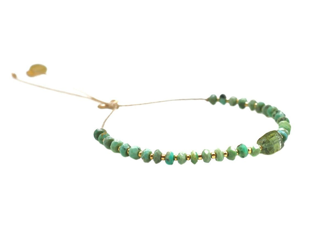 Green Turquoise and Green Tourmaline Bracelet