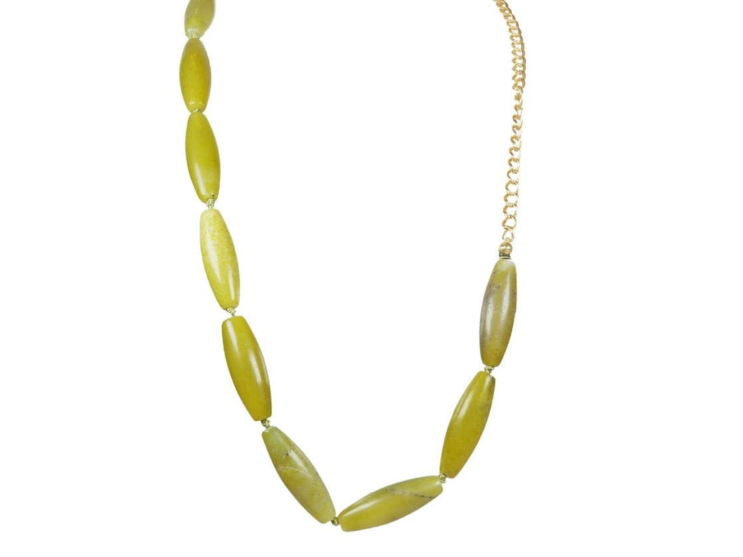 Olive Jade Bead Strand Necklace