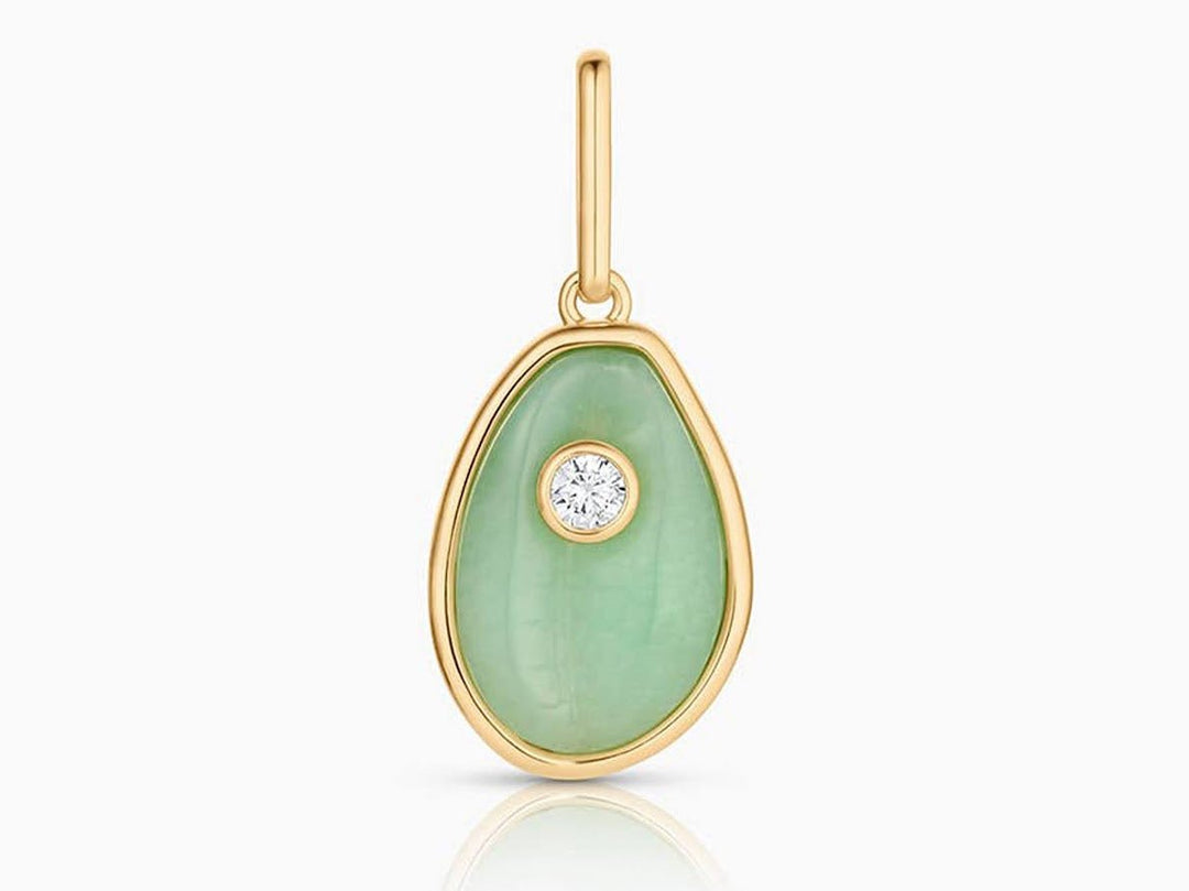 Chrysoprase Cowrie Shell Charm with CZ