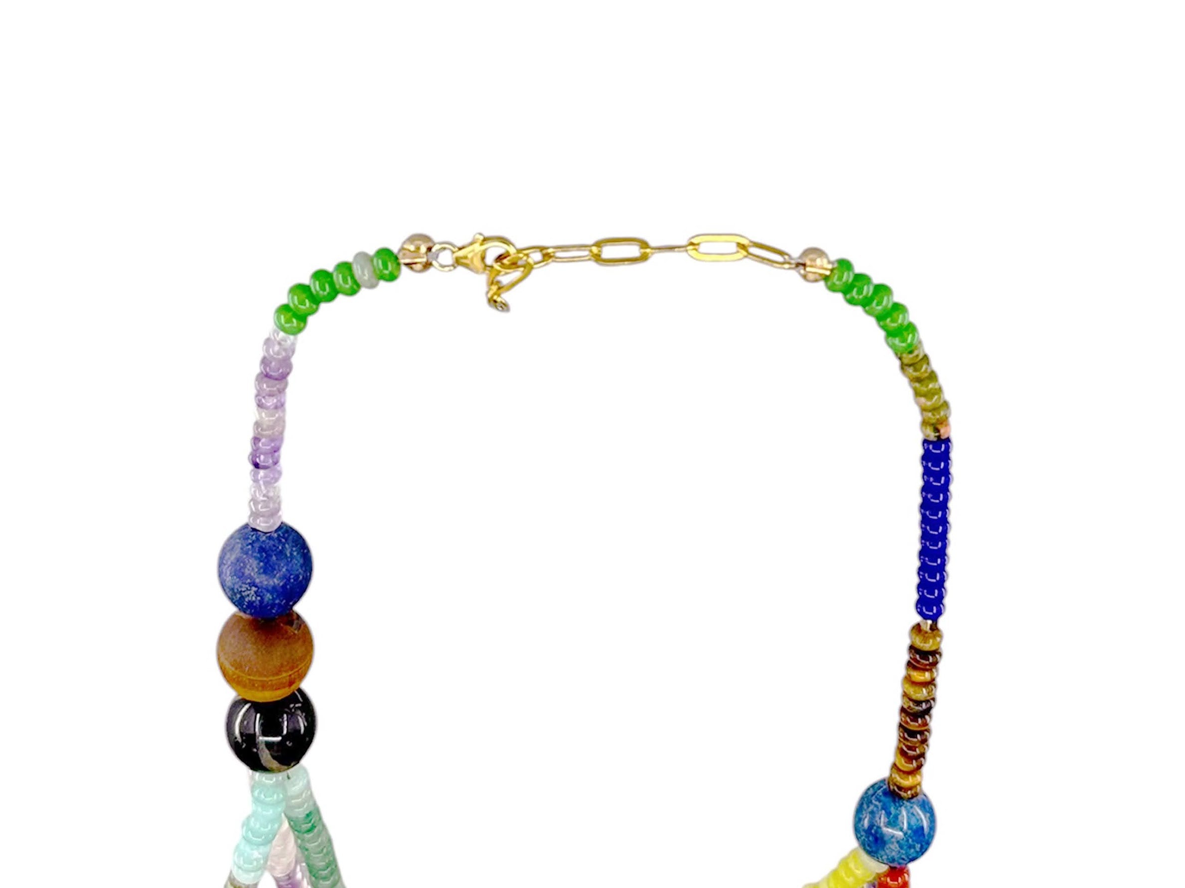 Gemstone and Pearl Necklace with Cowrie Shell Charm