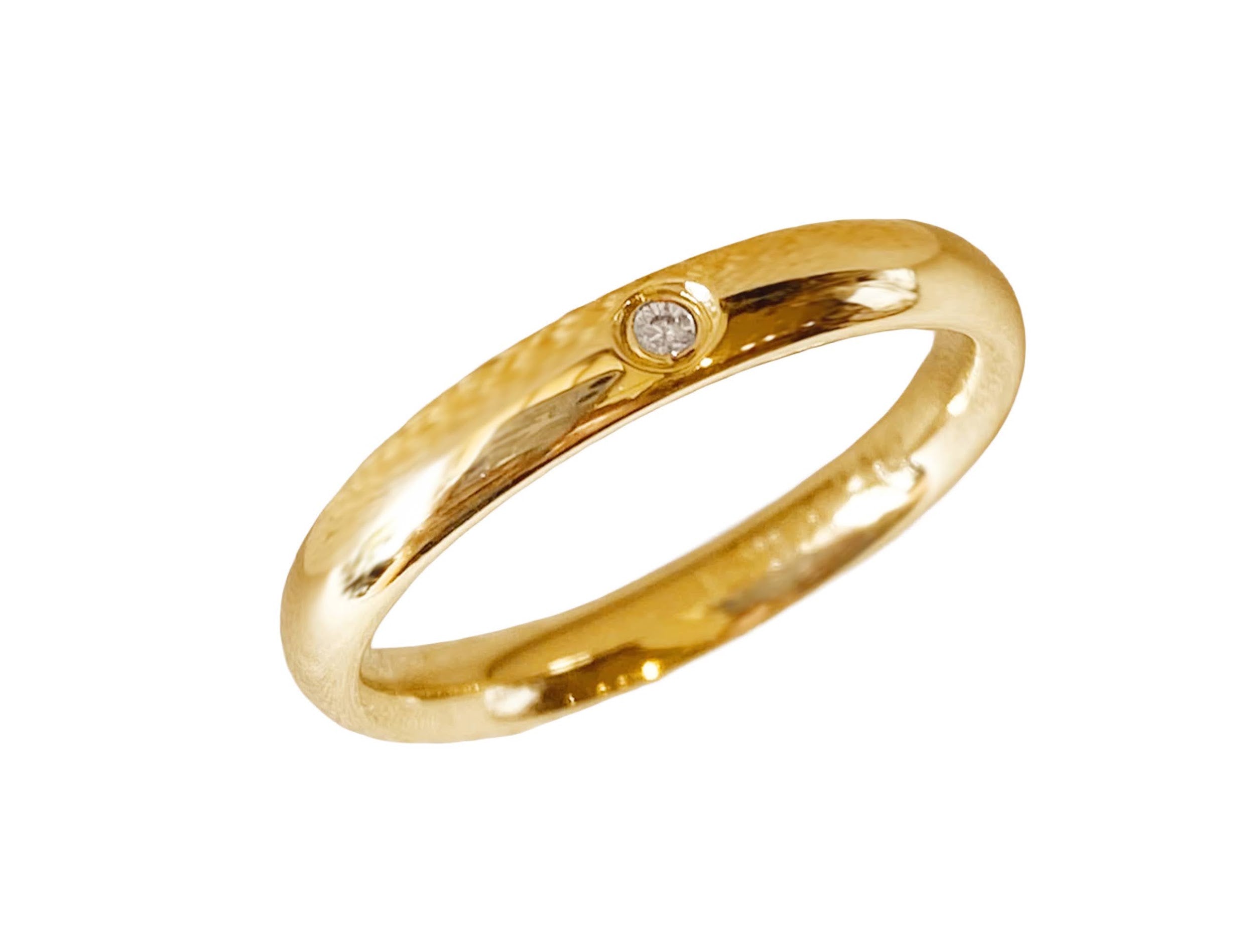 Gold Band Ring with CZ Stone