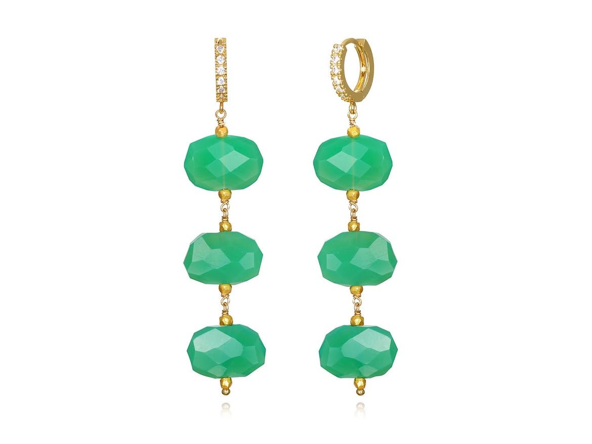 Chrysoprase Sparkle Drop Huggie Hoops