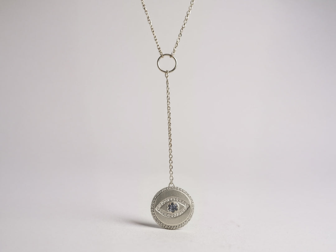 Silver Evil Eye Lariat Necklace