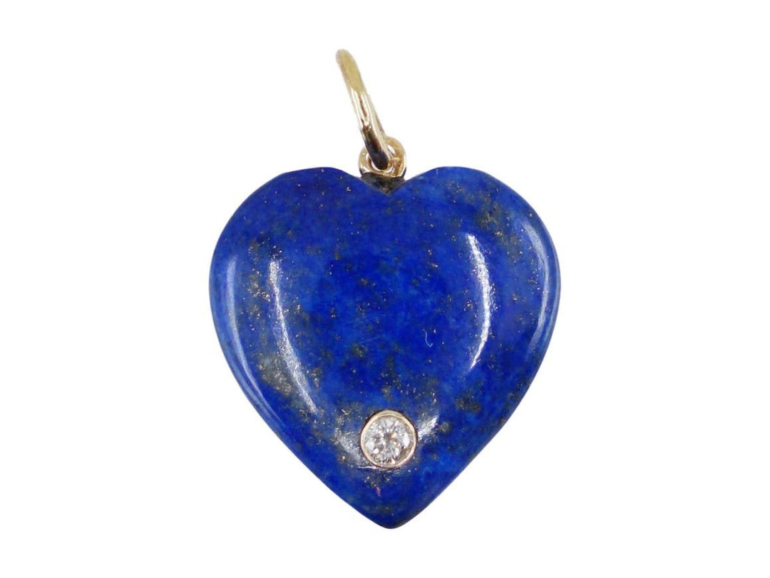 14k Lapis and Diamond Heart Charm