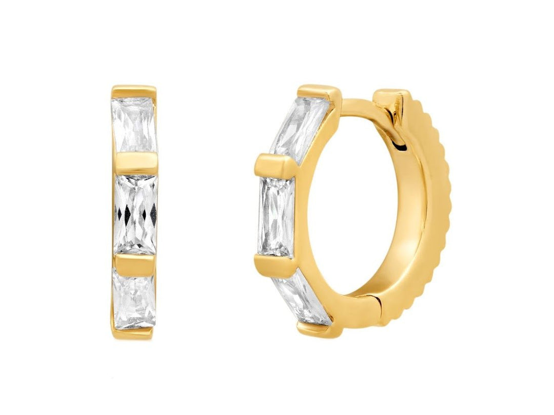 Baguette CZ Reversible Huggie Hoops