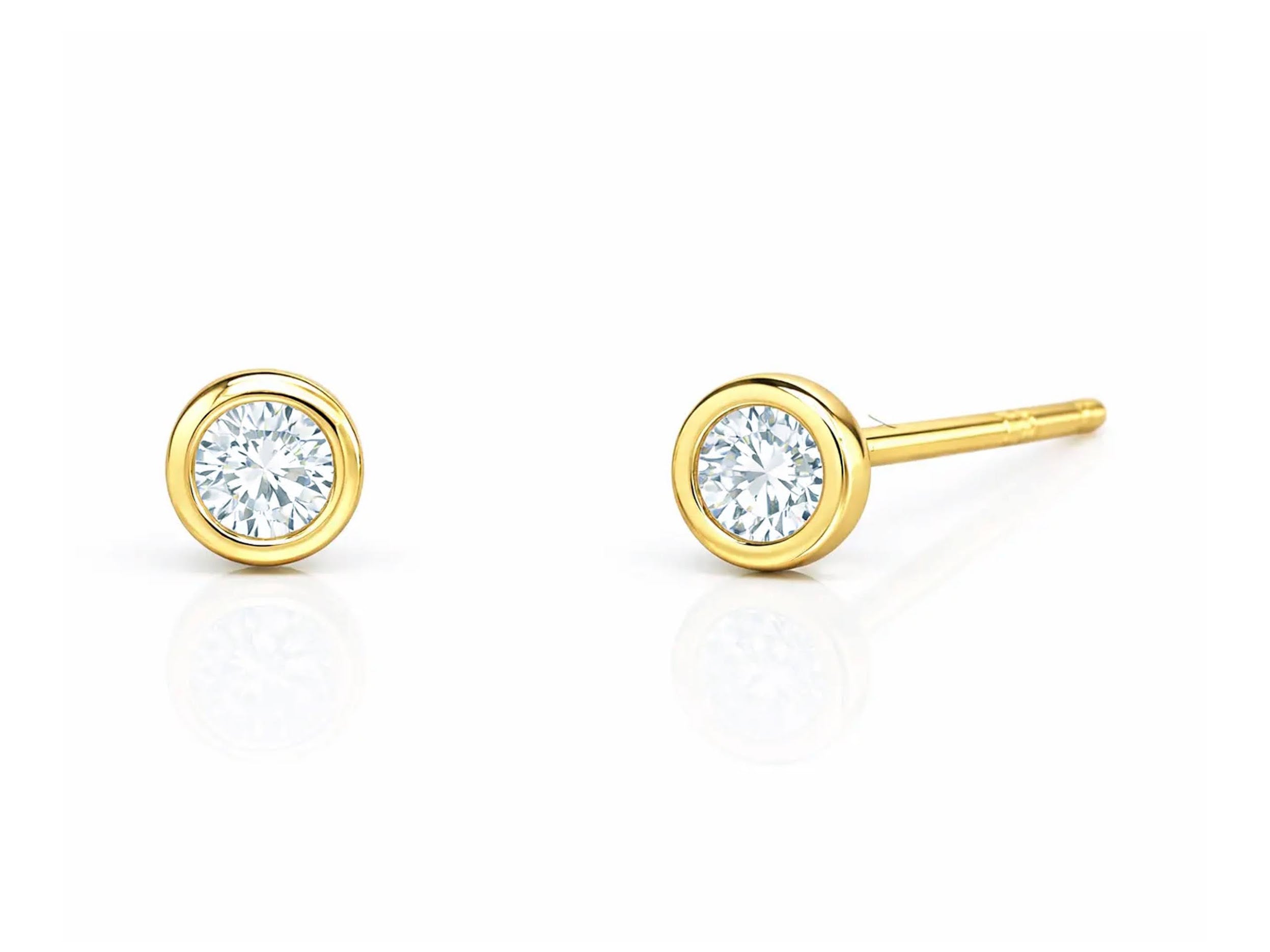 Gold Bezel-Set CZ Studs
