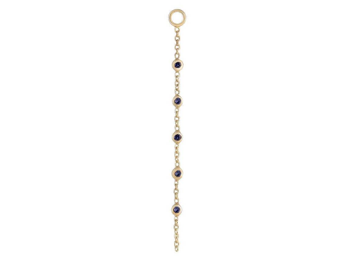 9k Five Round Blue Sapphire Chain Drop Charm
