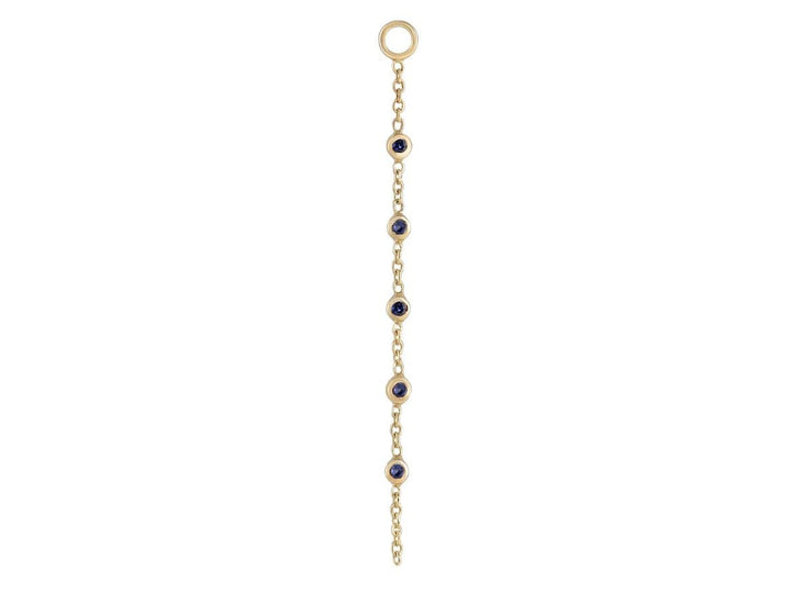 9k Five Round Blue Sapphire Chain Drop Charm