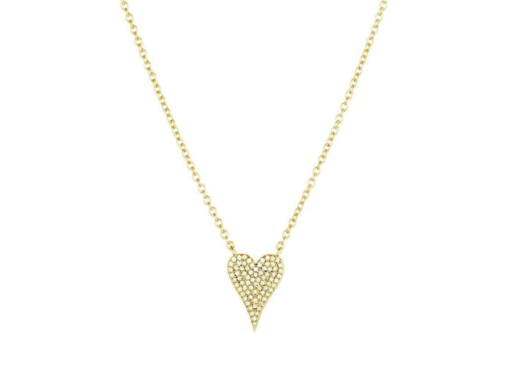 Gold Heart Necklace with Pave Diamonds