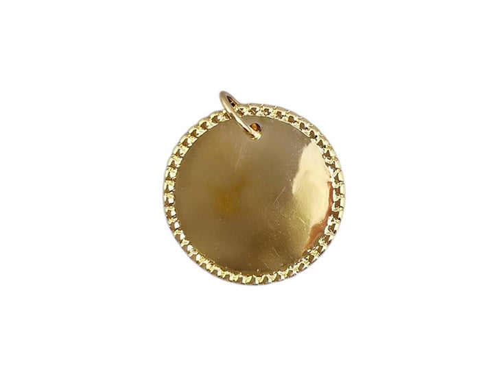 Gold Round Beaded Edge Disc Charm