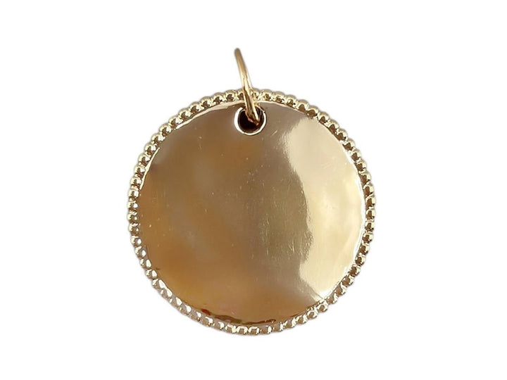 Gold Round Beaded Edge Disc Charm