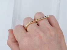 Load image into Gallery viewer, 14k Gold, Diamond, and Multicolor Sapphire Baguette Bar Ring
