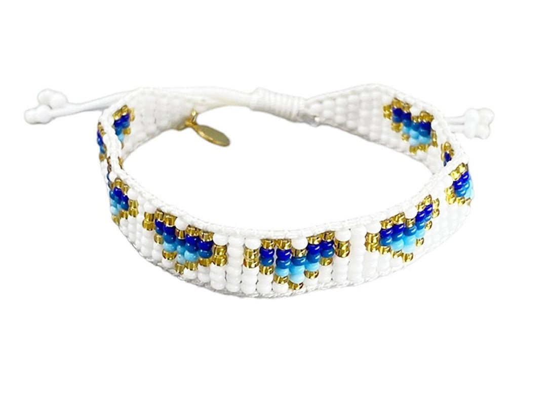 Beaded Ombre Blue Hearts Bracelet