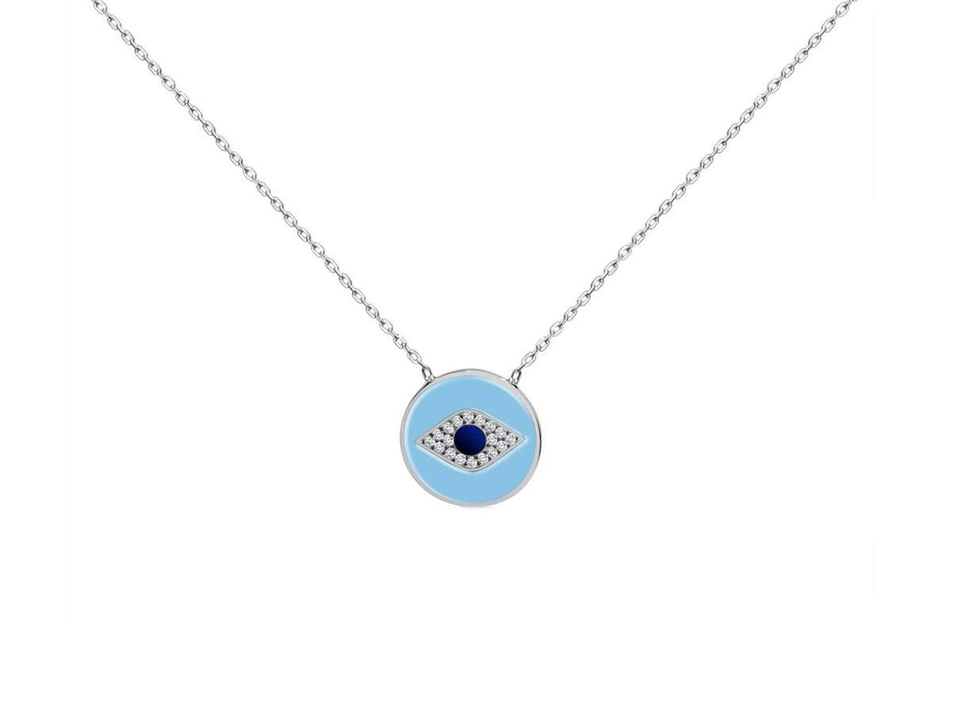 Silver and Blue Evil Eye Necklace