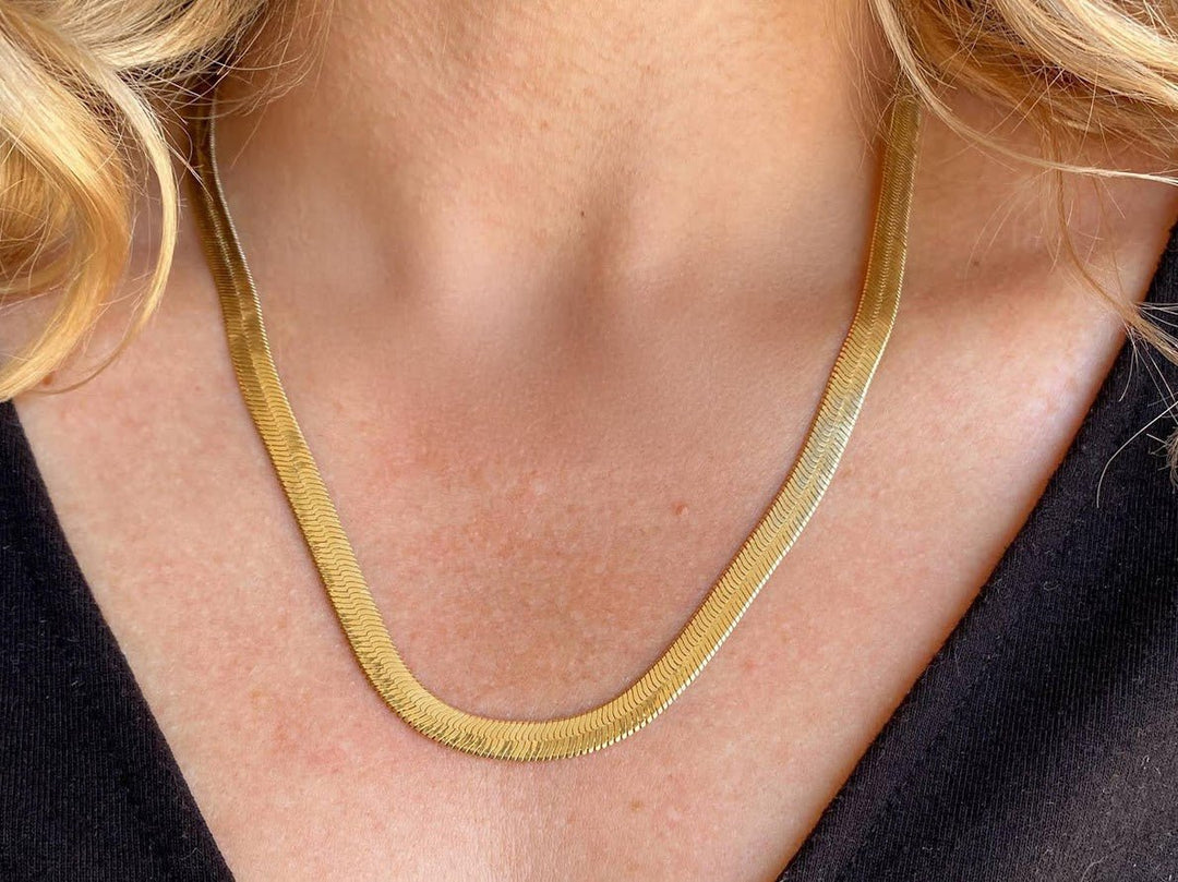 Gold 6mm Herringbone Chain