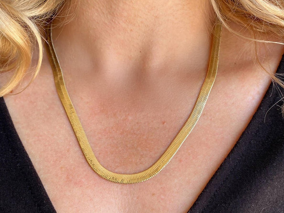 Gold 6mm Herringbone Chain