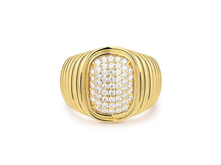 Gold Pave Signet Ring