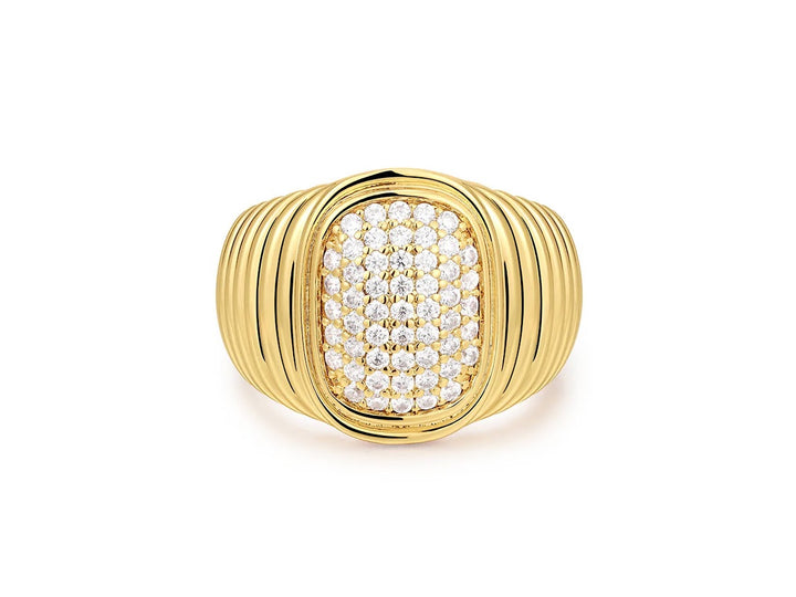 Gold Pave Signet  Ring