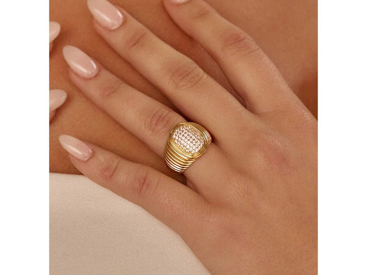 Gold Pave Signet Ring