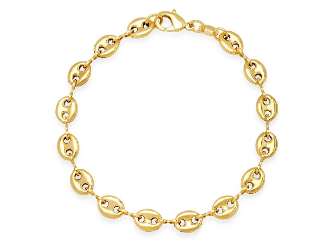 Gold Puffy Mariner Link Bracelet