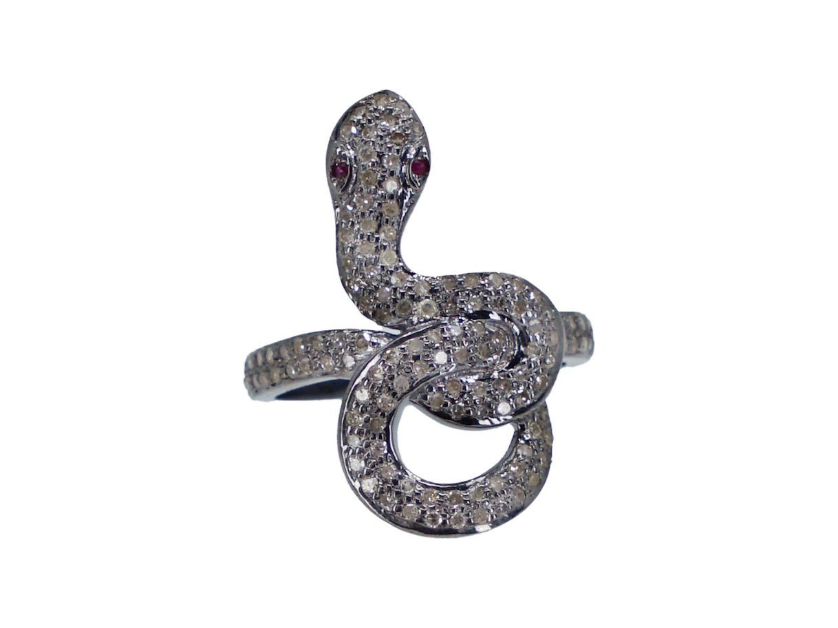 Silver Diamond Snake Ring
