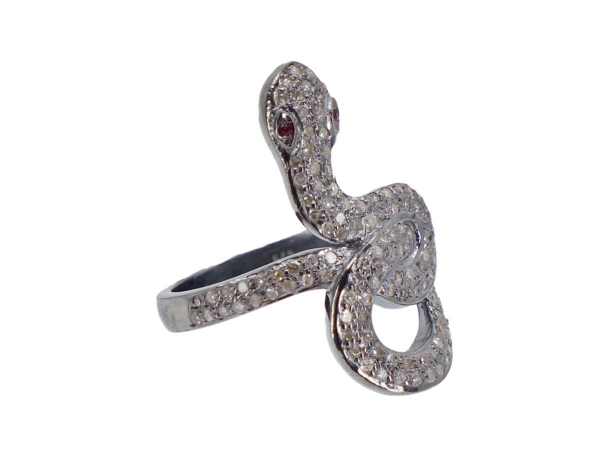 Silver Diamond Snake Ring
