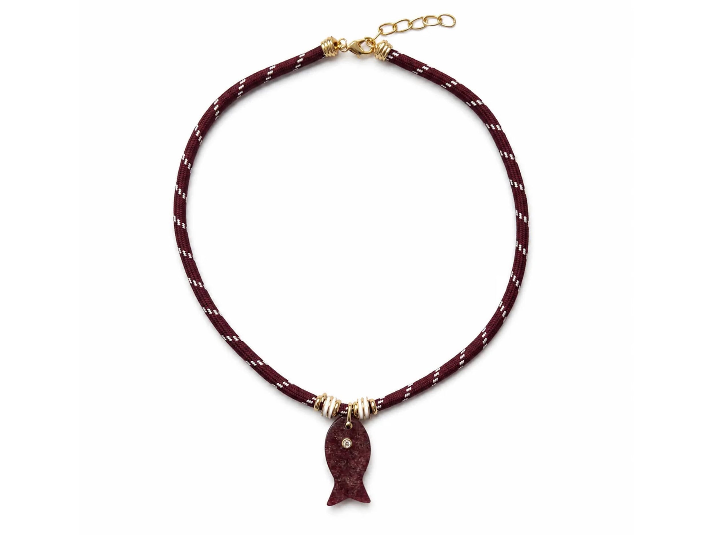 Brown Chrysoprase Fish Charm on Paracord Necklace