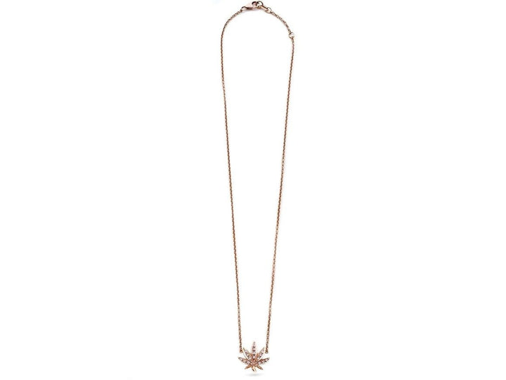 14k Diamond Pot Leaf Pendant Necklace