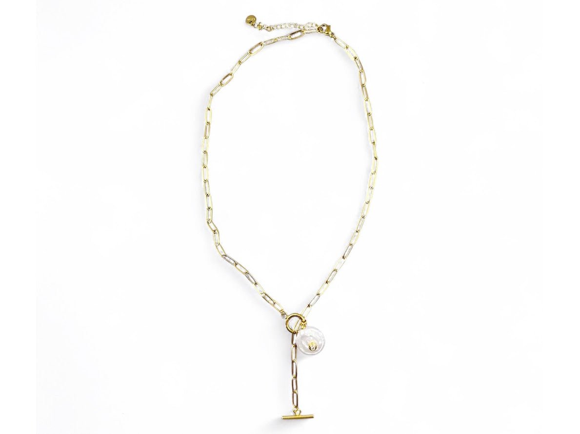 Pearl Charm with CZ Center Necklace