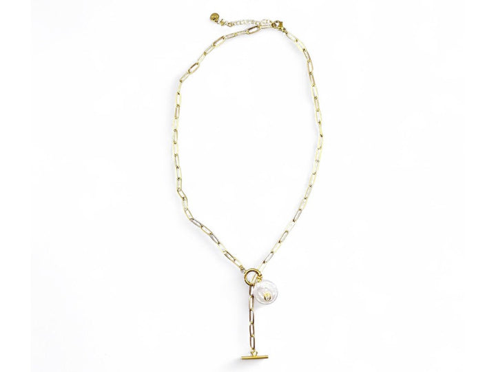 Pearl Charm with CZ Center Necklace