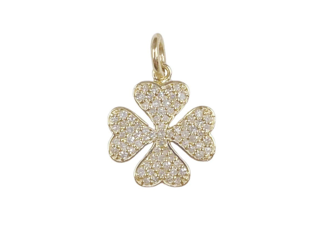 14k Diamond Clover Charm