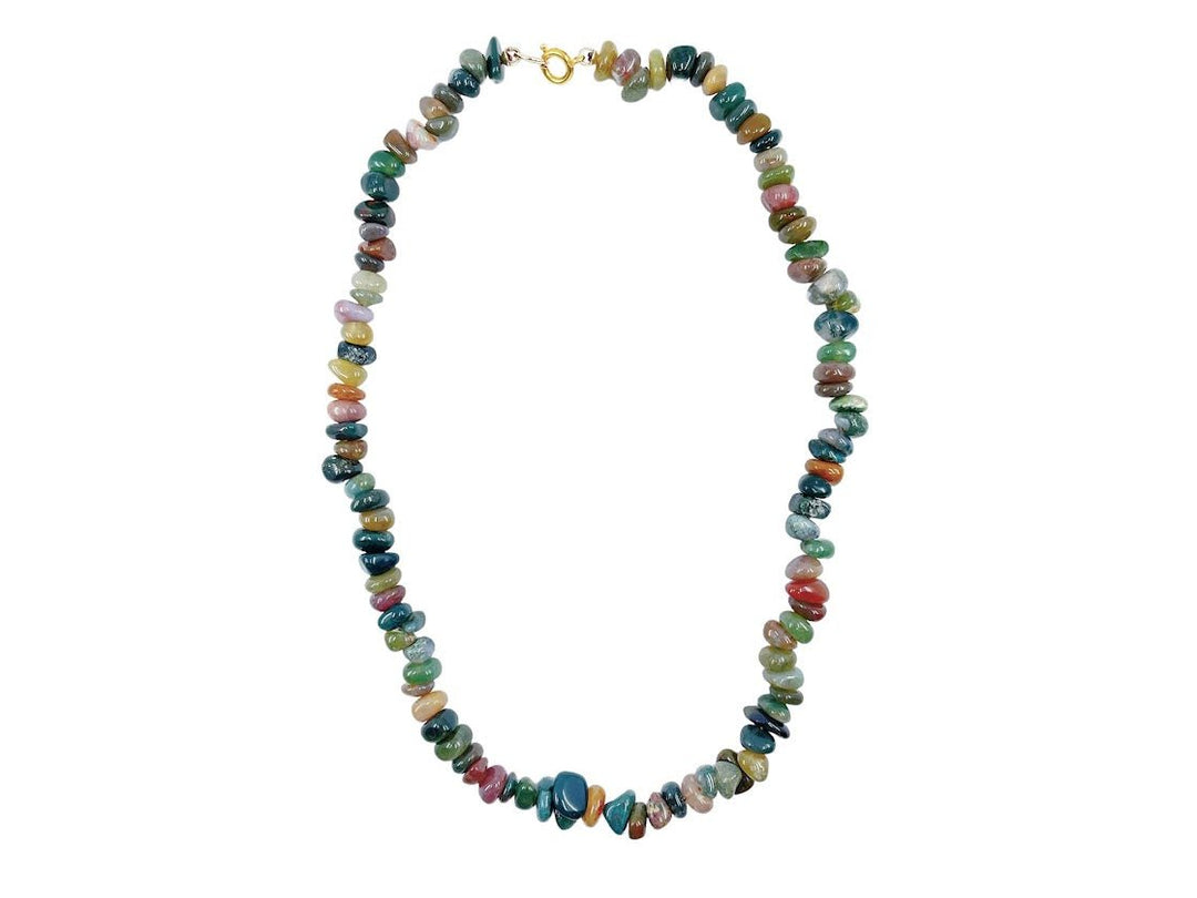 Stacked Agate Bead Strand Necklace