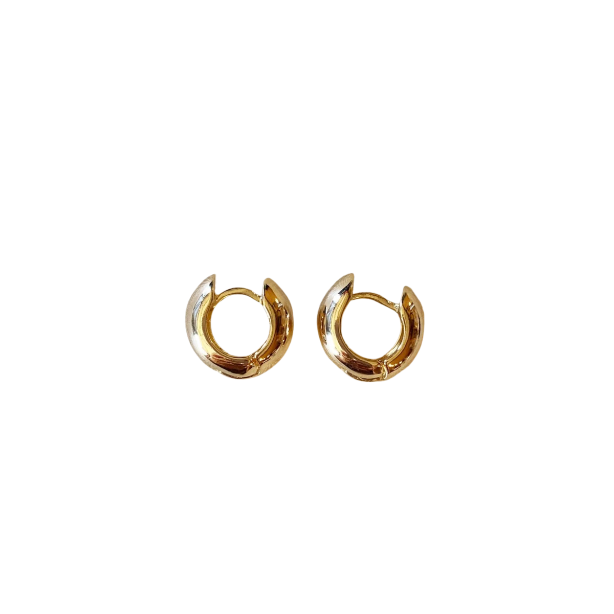 Gold Rounded Chunky Clicker Hoop Earrings
