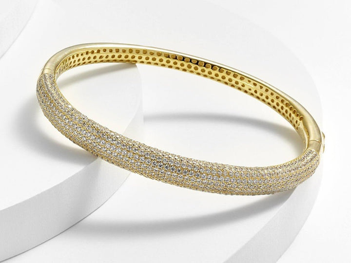 Gold Pave CZ Bangle Bracelet
