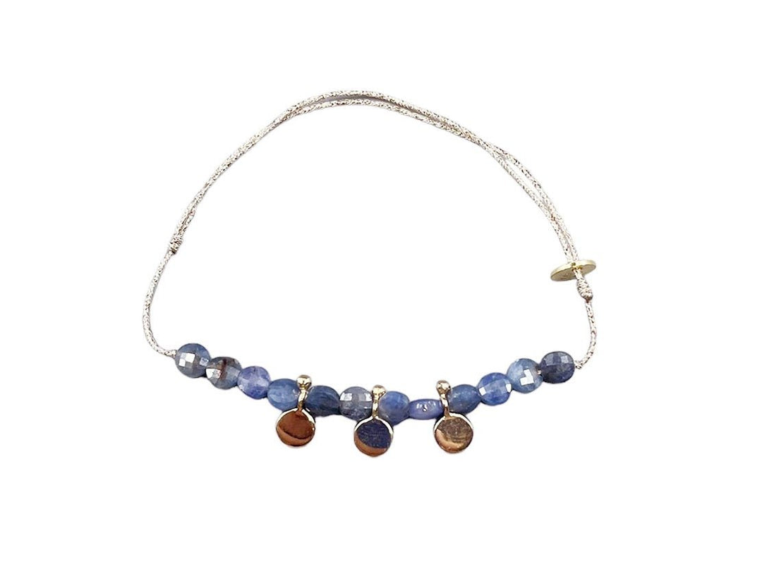 Sapphire Bead and Gold Disks Bracelet