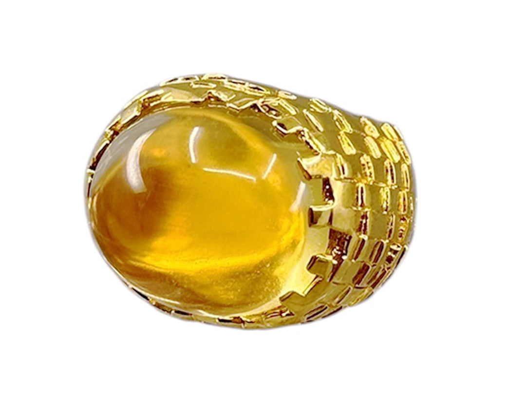 Honey Quartz Tile Ring