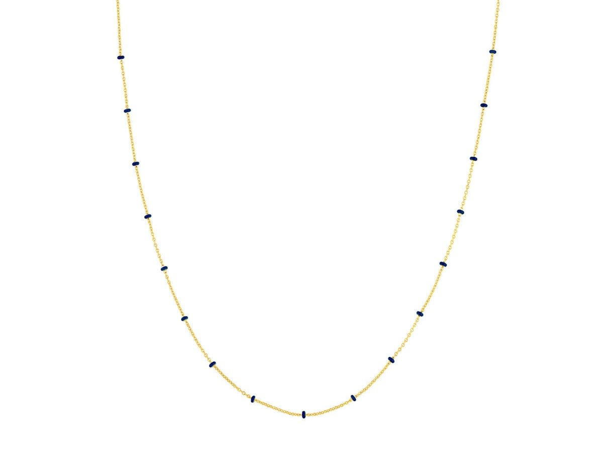 14k Saturn Chain with Navy Enamel Beads
