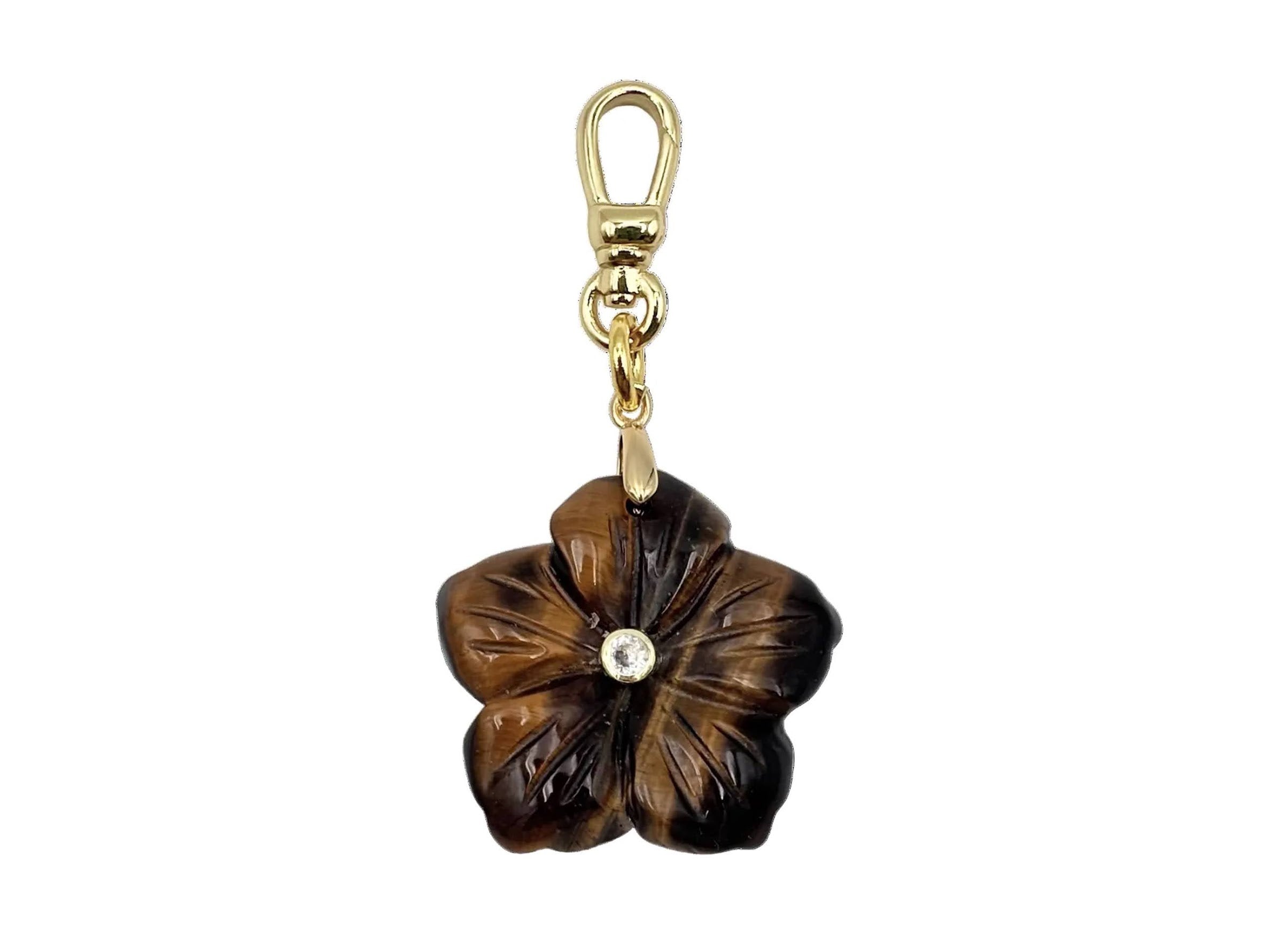 Tiger Eye Flower Charm