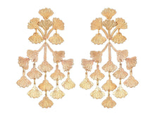 Load image into Gallery viewer, Brass Drop Earrings with Mimosa Blossoms
