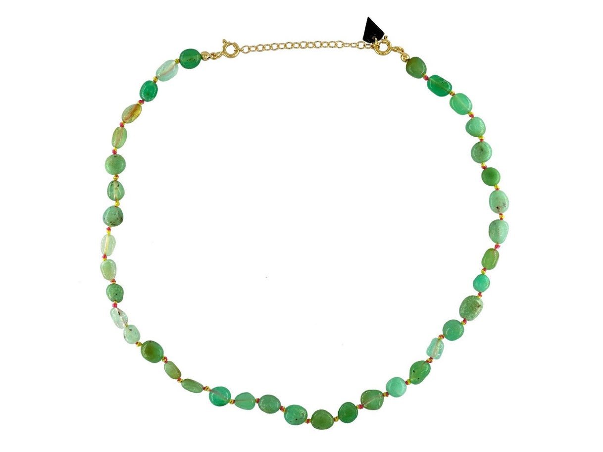 Oval Chrysoprase Bead Necklace