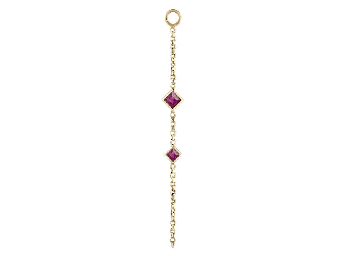 9k Double Ruby Chain Drop Charm