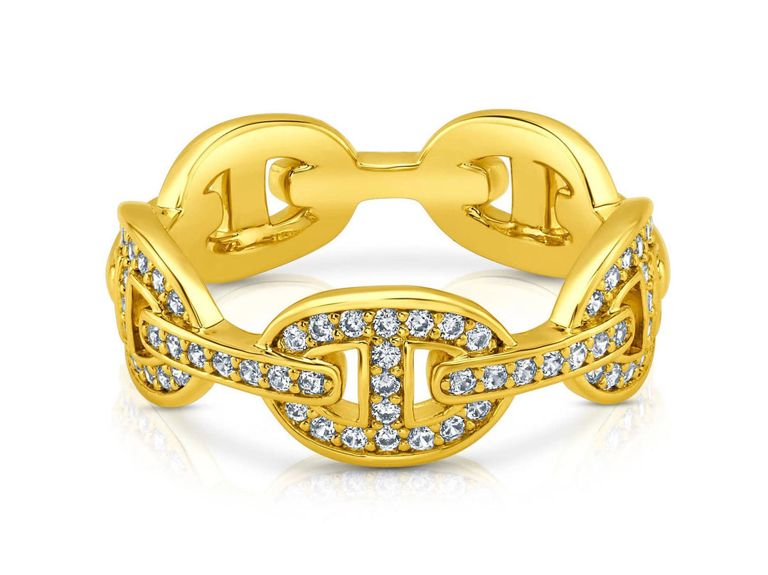 Horsebit Link Ring with CZs