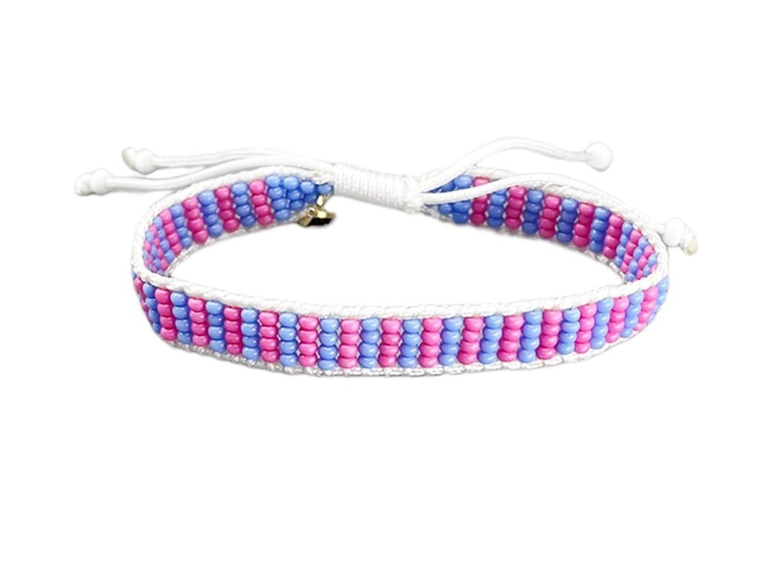 Blue and Pink Beaded Stripe Bracelet