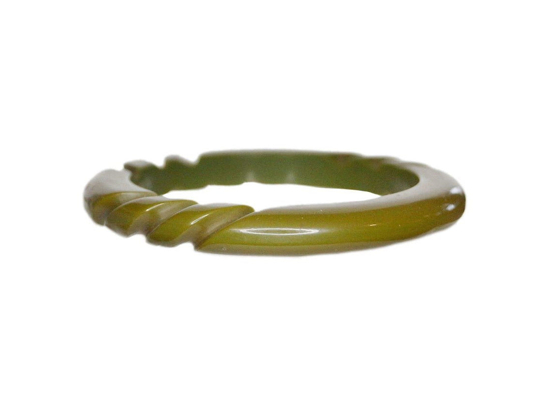 Vintage Olive Twist Bakelite Bangle