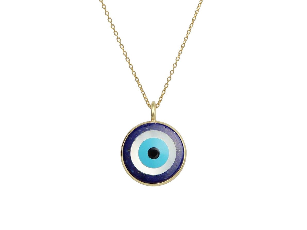 Multicolor Abstract Evil Eye Charm Necklace