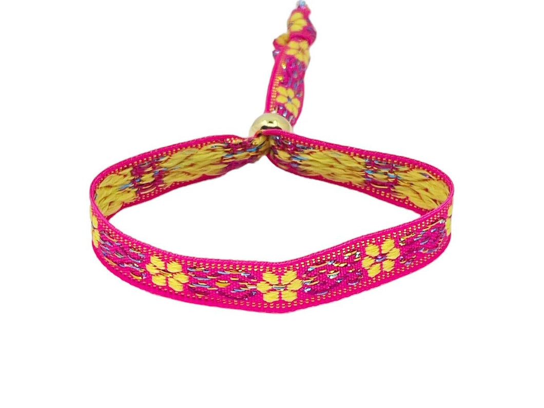 Pink and Yellow Floral Bracelet