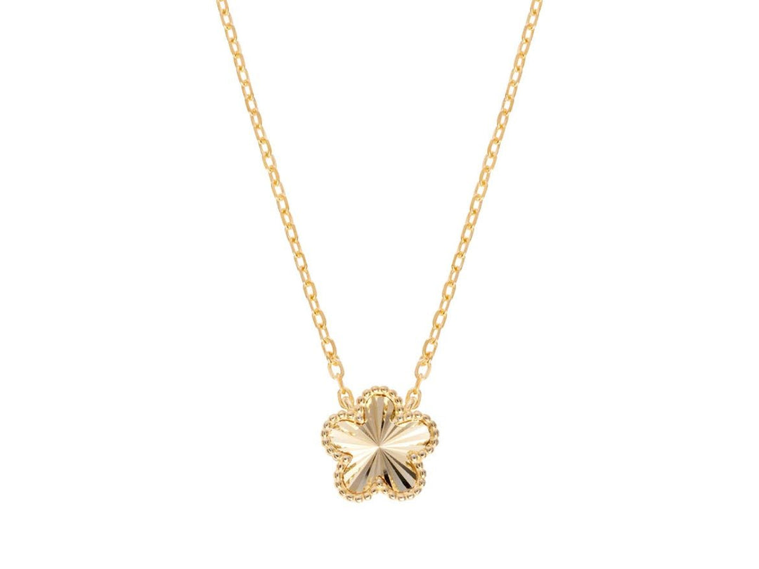 Gold Rayed Mini Clover Necklace